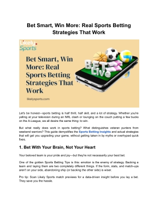 Bet Smart, Win More Real Sports Betting Strategies That Work