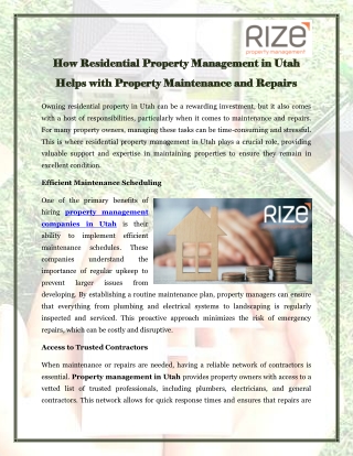 How Residential Property Management in Utah Helps with Property Maintenance and Repairs