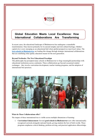Global Education Meets Local Excellence: How International Collaborations Are Tr