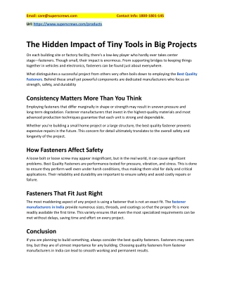 The Hidden Impact of Tiny Tools in Big Projects