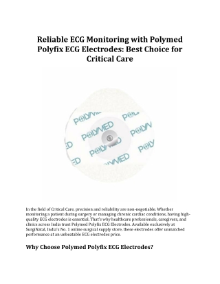 Reliable ECG Monitoring with Polymed Polyfix Electrodes for Critical Care