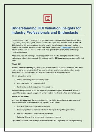Understanding ODI Valuation Insights for Industry Professionals and Enthusiasts