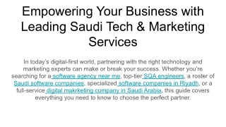 Empowering Your Business with Leading Saudi Tech & Marketing Services