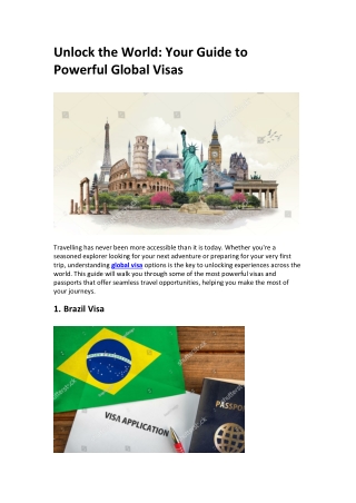 Unlock the World Your Guide to Powerful Global Visas