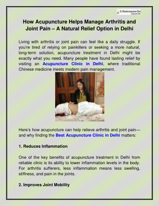 Acupuncture Clinic in Delhi