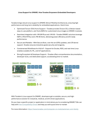 linux support for smarc how toradex empowers