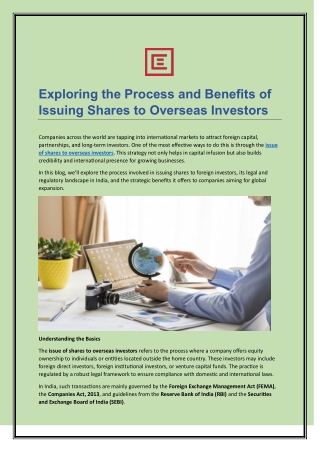 Exploring the Process and Benefits of Issuing Shares to Overseas Investors