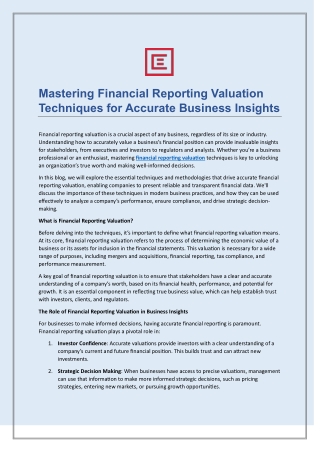 Mastering Financial Reporting Valuation Techniques for Accurate Business Insights