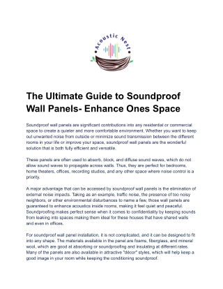 The Ultimate Guide to Soundproof Wall Panels- Enhance Ones Space