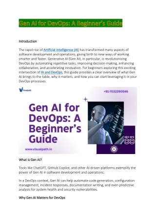 Generative AI For DevOps Online Training | Hyderabad