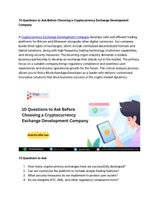 10 Questions to Ask Before Choosing a Cryptocurrency Exchange Development Company
