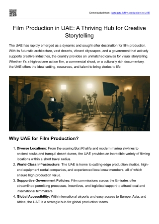 Film Production in UAE- A Thriving Hub for Creative Storytelling