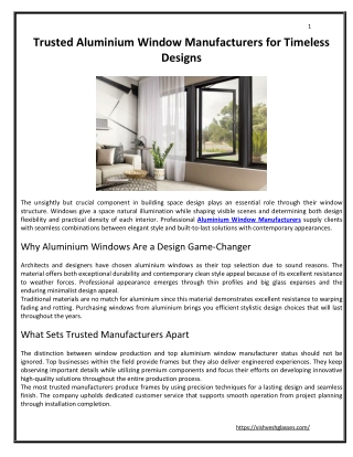 Trusted Aluminium Window Manufacturers for Timeless Designs