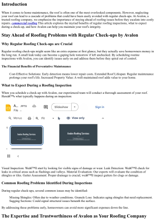 Stay Ahead of Roofing Problems with Regular Check-ups by Avalon
