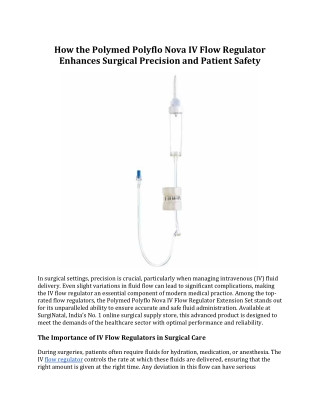 How the Polymed Polyflo Nova IV Flow Regulator Enhances Surgical Precision and Patient Safety