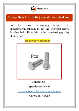 Heavy Duty Hex Bolts | Speedextechnical.com