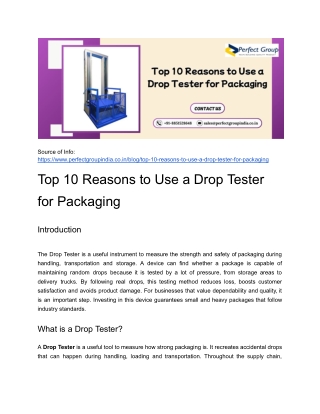 Top 10 Reasons to Use a Drop Tester for Packaging