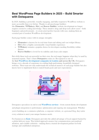 Best WordPress Page Builders in 2025 – Build Smarter with Dotsquares