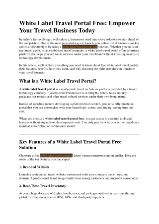 Create Your Own Free White Label Travel Portal