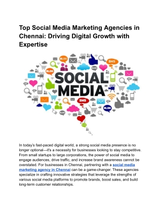 Top Social Media Marketing Agencies in Chennai: Driving Digital Growth with Expe