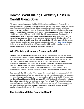how to avoid rising electricity costs in cardiff