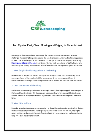 Top Tips for Fast, Clean Mowing and Edging in Phoenix Heat