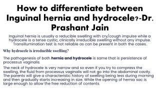 how to differentiate between inguinal hernia and hydrocele dr prashant jain
