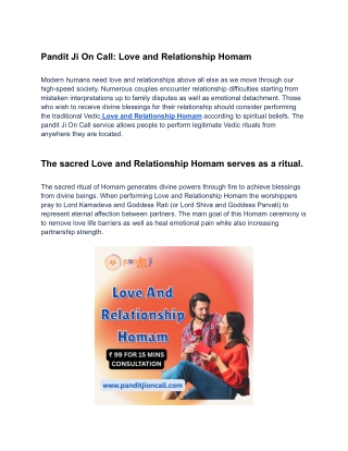 Book Pandit Ji Online | Love & Relationship Homam