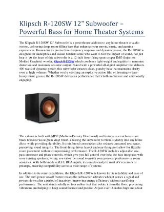 klipsch r 120sw 12 subwoofer powerful bass