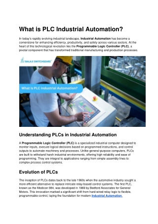 What is PLC Industrial Automation? A Complete Guide