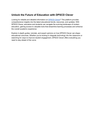 Unlock the Future of Education with DPSCD Clever