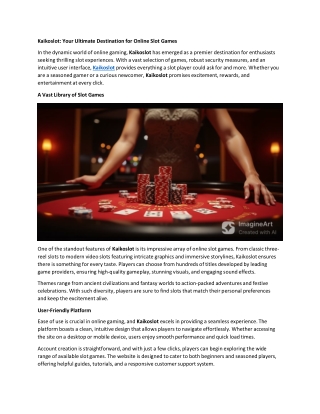 Panduan Akses Link Resmi Kaikoslot: Main Slot Online Tanpa Hambatan