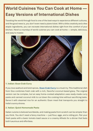 World Cuisines You Can Cook at Home — Easy Versions of International Dishes