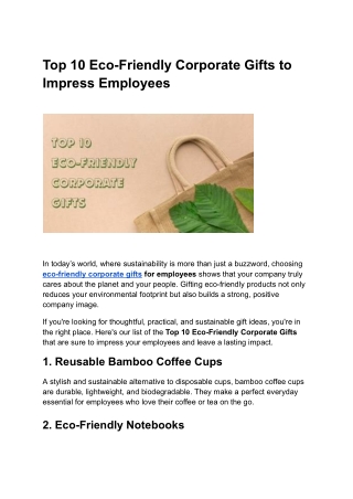 Top 10 Eco-Friendly Corporate Gifts to Impress Employees