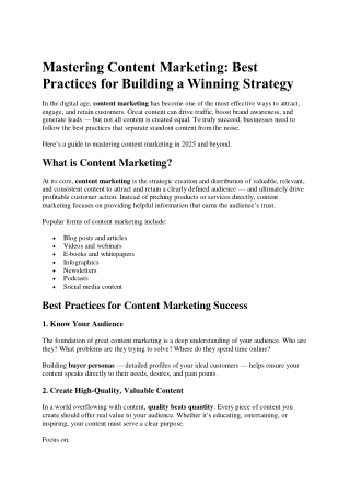 mastering content marketing best practices