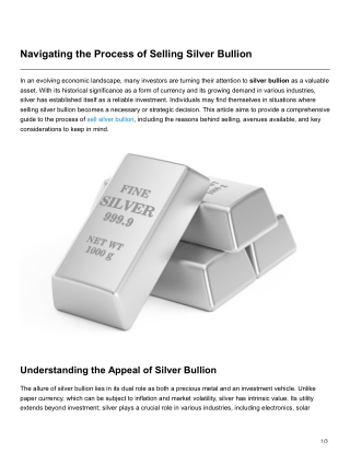 Navigating the Process of Selling Silver Bullion