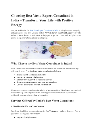 Choosing Best Vastu Expert Consultant in India