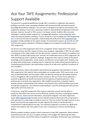Ace Your TAFE Assignments: Professional Support Available