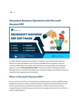 Streamline Business Operations with Microsoft Navision ERP