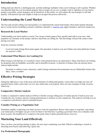 Top Strategies to Sell Land Quickly