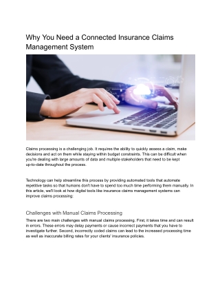 Why You Need a Connected Insurance Claims Management System