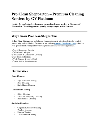 pro clean shepparton premium cleaning services