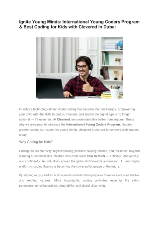 Ignite Young Minds- International Young Coders Program and Best Coding for Kids with Clevered in Dubai