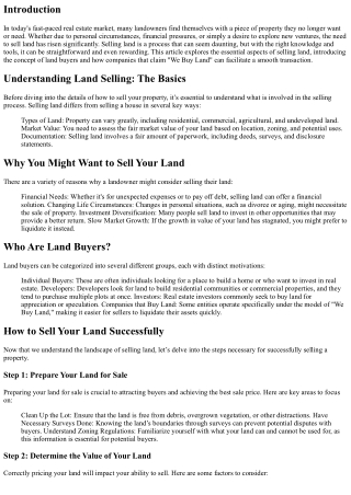 We Buy Land: Selling Your Property Made Easy