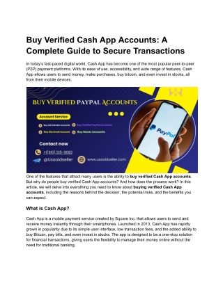 Buy Verified Cash App Accounts_ A Complete Guide to Secure Transactions