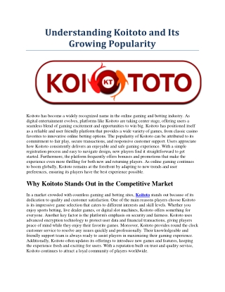 Understanding Koitoto and Its Growing Popularity
