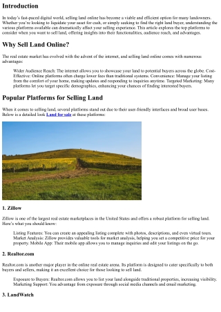 Sell Land Online: Platforms to Consider
