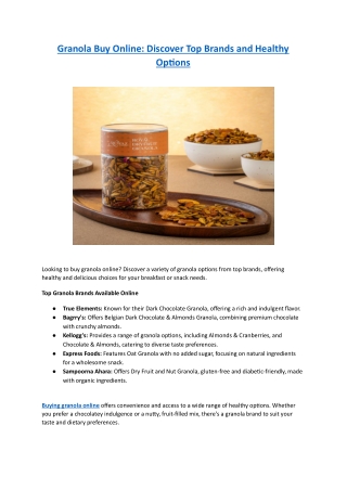 Granola Buy Online - Discover Top Brands and Healthy Options