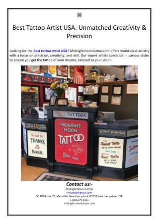 Best Tattoo Artist USA: Unmatched Creativity & Precision