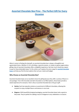 Assorted Chocolate Box Price - The Perfect Gift for Every Occasion